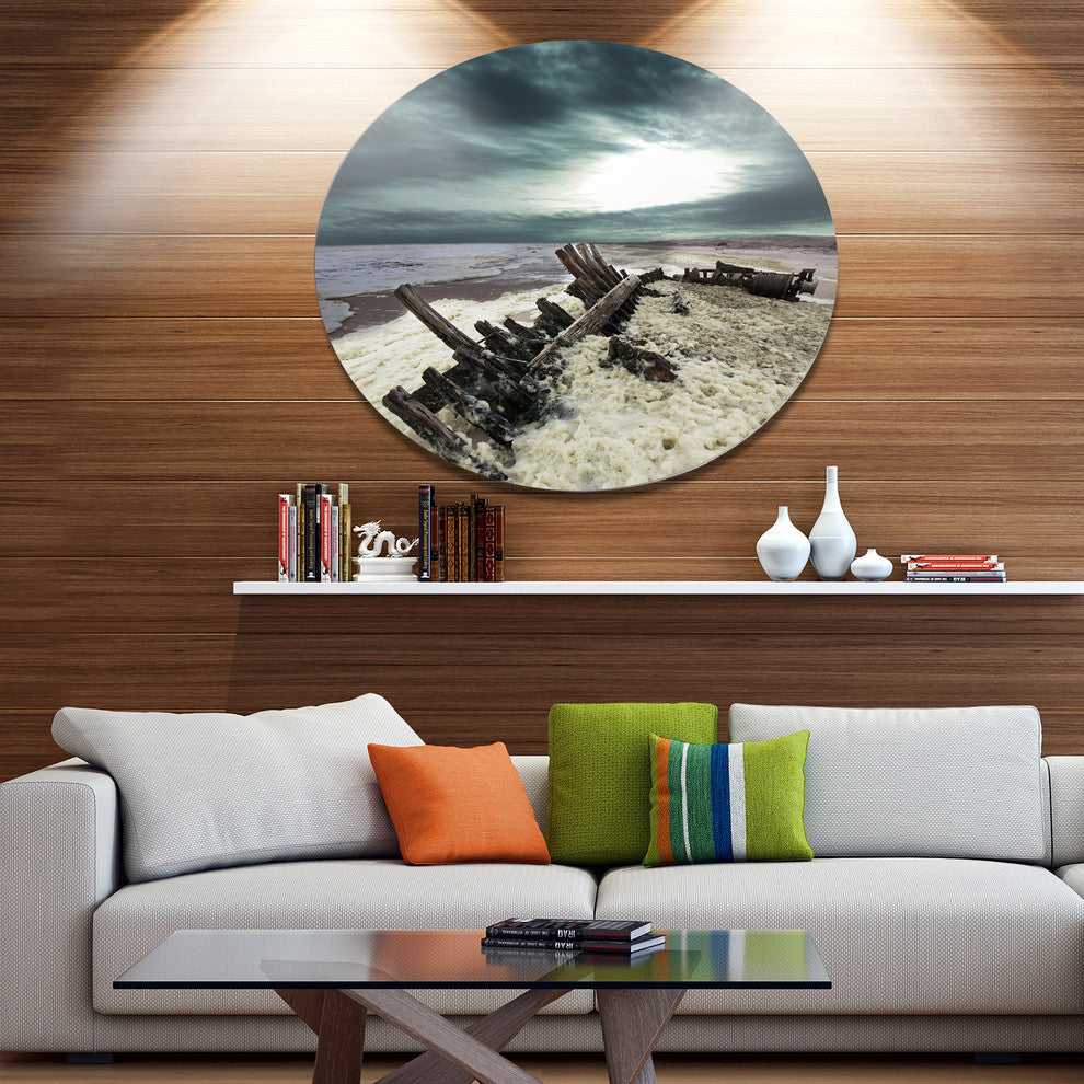 Skeleton Coast National Park, Landscape Round Metal Wall Art, 23"