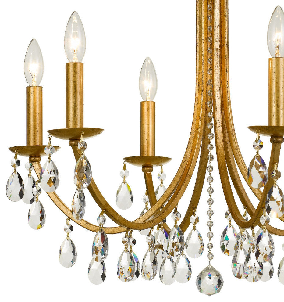 Bridgehampton 6 Light Chandelier in Antique Gold with Hand Cut Crystal