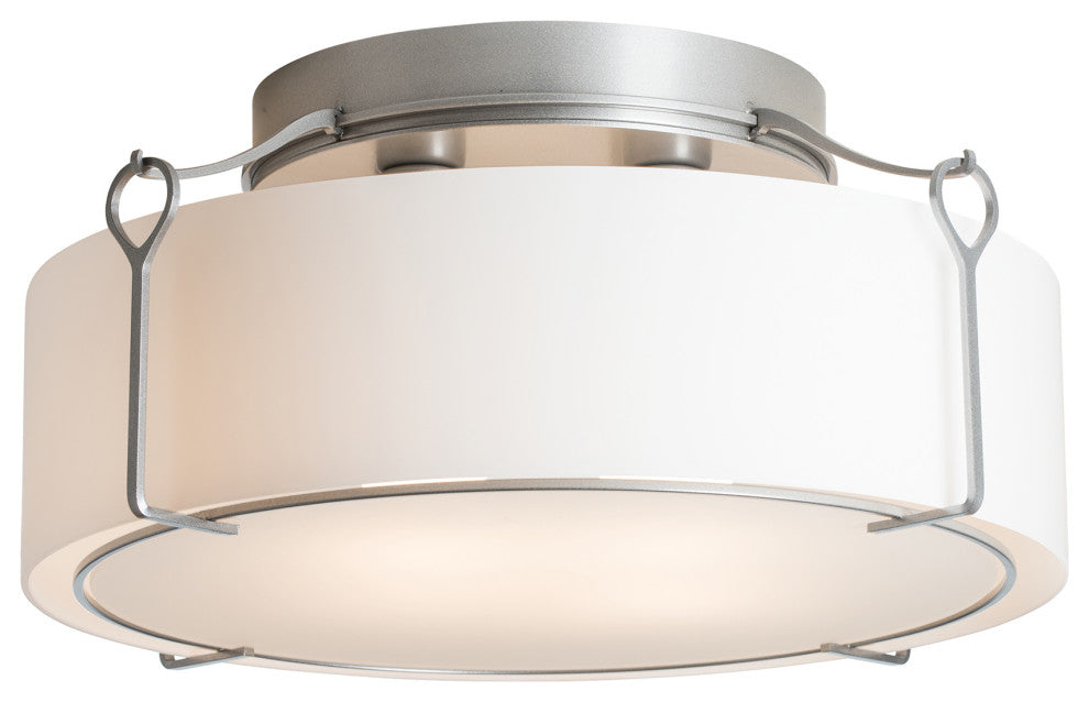 Bow Large Semi-Flush, Vintage Platinum Finish, Opal Glass