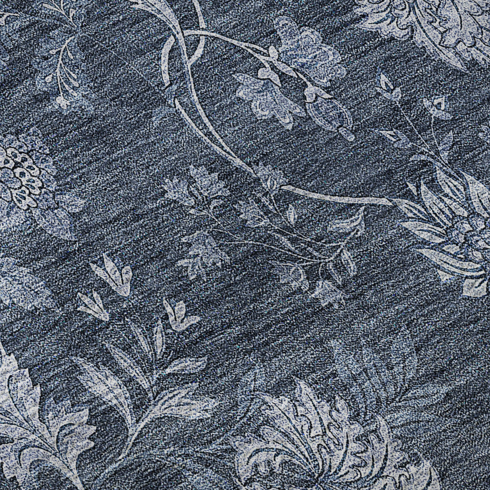 Premium Machine Washable Mayfield AMF680 Blue 8' x 8' Round Rug