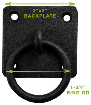 Renovators Supply 2 Pack Black Cast Iron Ring Cabinet pull Square Backplate Pull