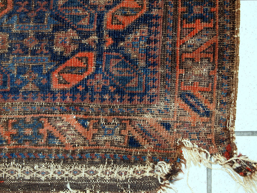 Handmade antique Afghan Baluch bagface 2.4' x 2.6' ( 74cm x 79cm) 1880s
