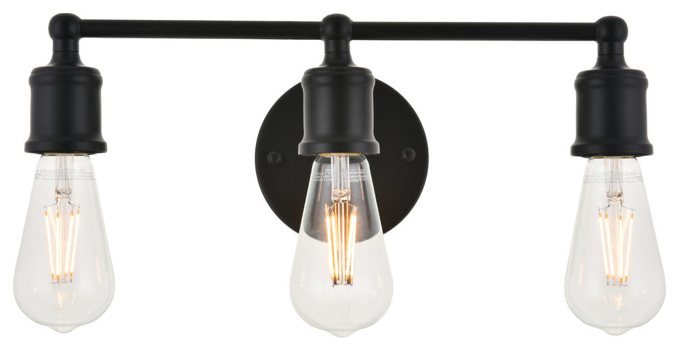 Black Finish 3-Light Wall Sconce