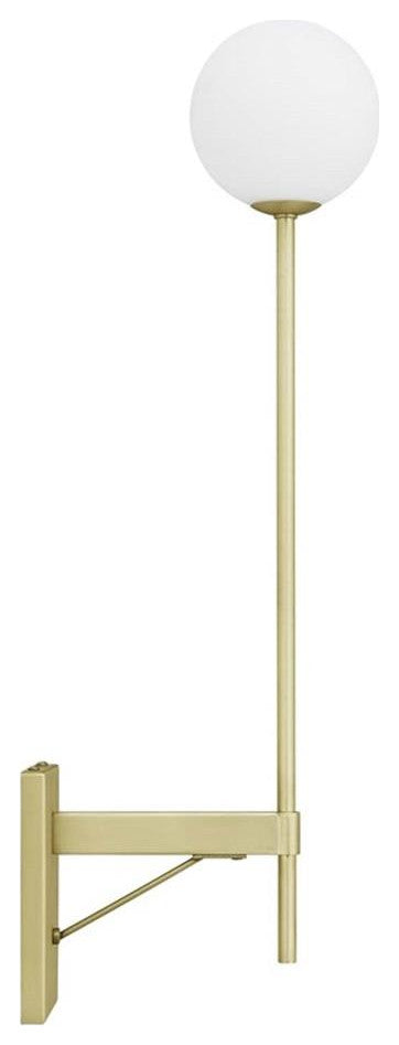 Modway Riva Metal Wall Sconce with Opal White Glass in Satin Brass