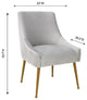 Beatrix Pleated Velvet Side Chair, Light Gray/Gold