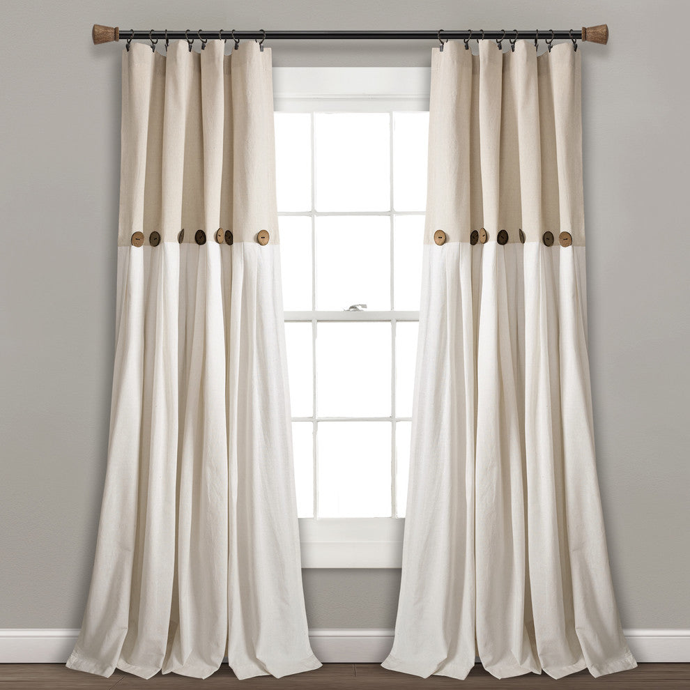 Linen Button Single Window Panel, Linen, 95"x40"