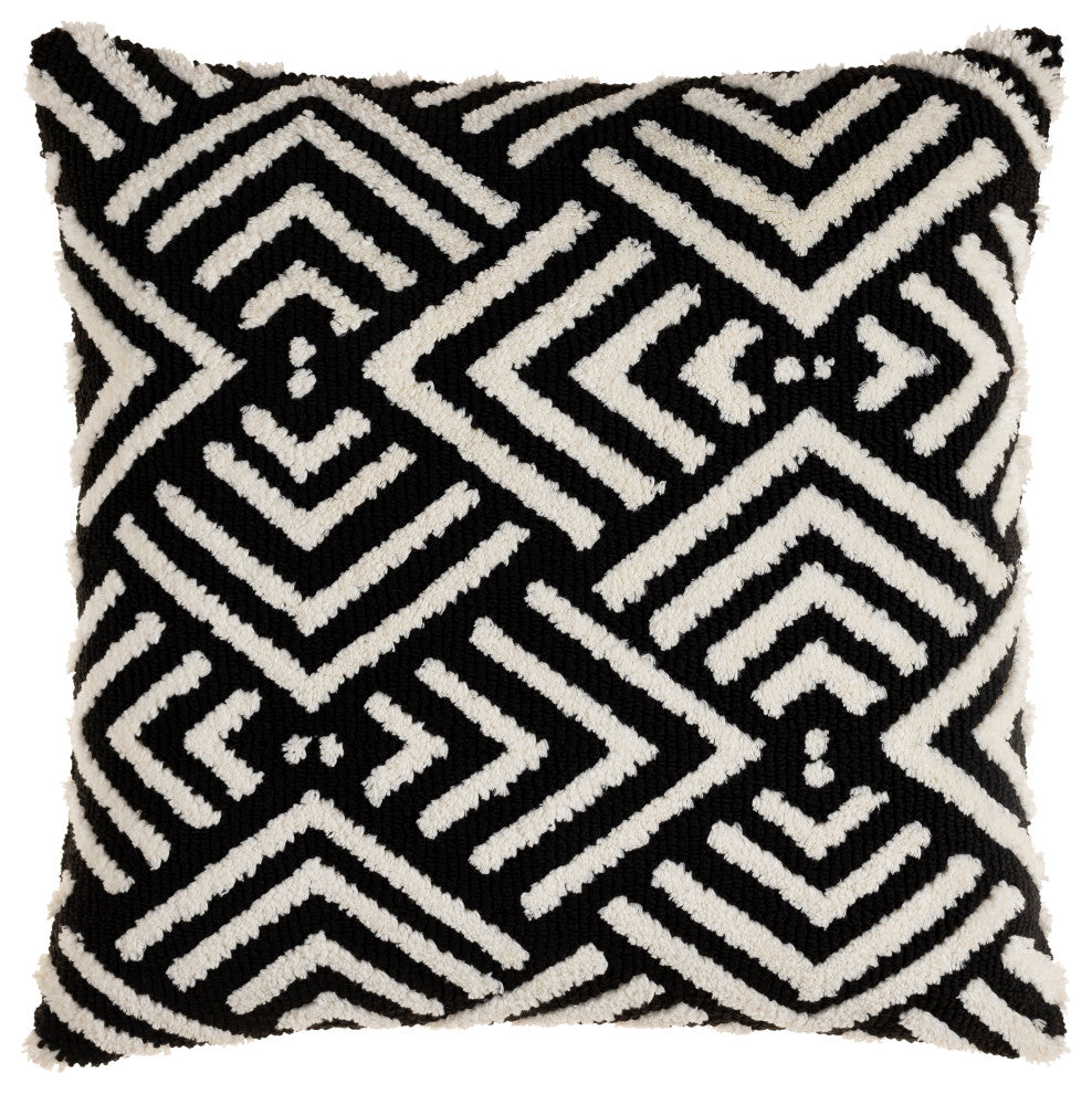 Surya Sheldon Pillow Shell With Polyester Insert 20"H X 20"W Black