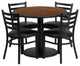 36'' Round Walnut Laminate Table Set W/ 4 Ladder Back Chairs - Black