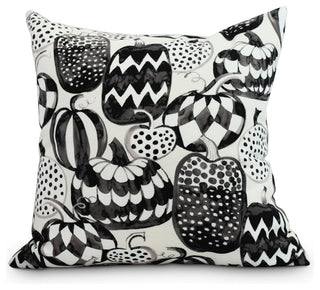 Pumpkins Galore 16" Cream Halloween Print Decorative Throw Pillow