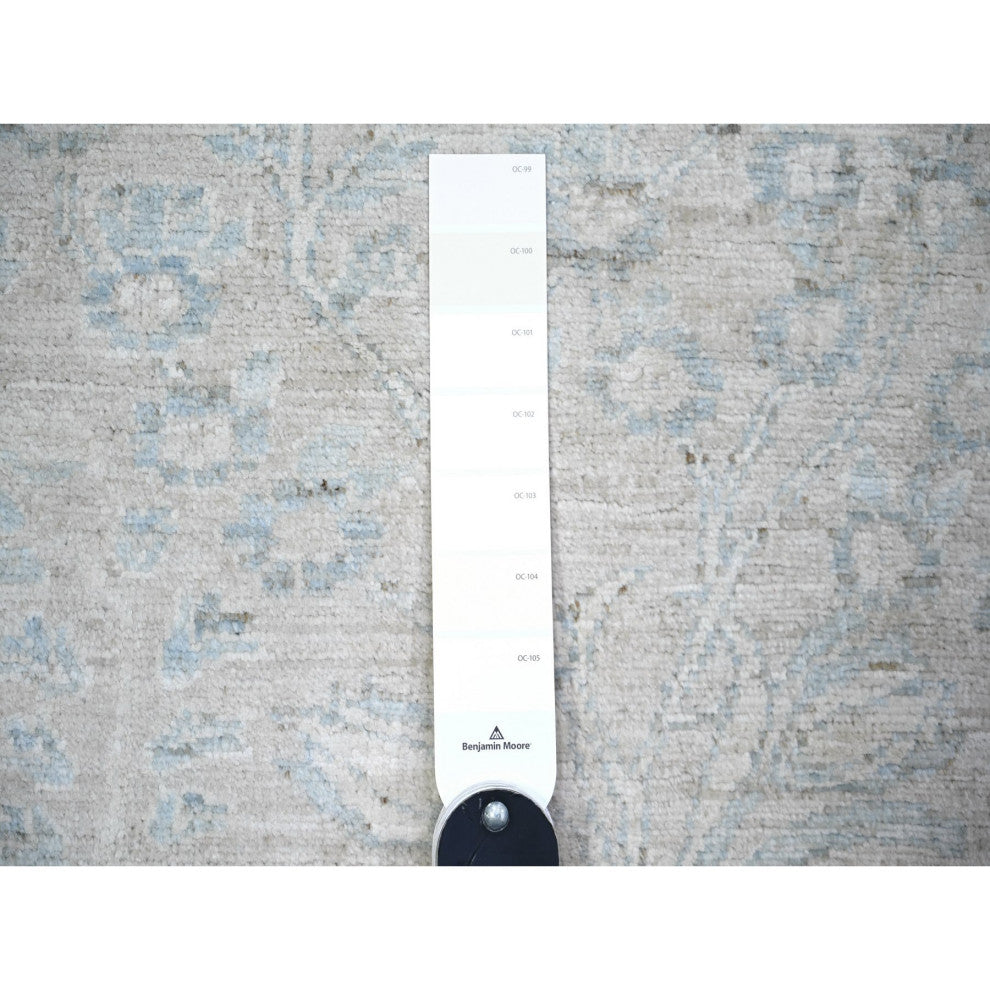 Gray Stone Washed Peshawar Wool Hand Knotted Oriental Rug, 8'7"x11'5"