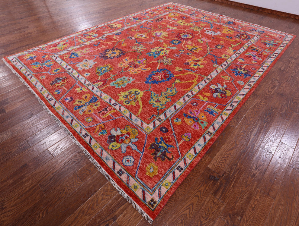 10' 4" X 13' 8" Hand Knotted Turkish Oushak Wool Rug - Q14785