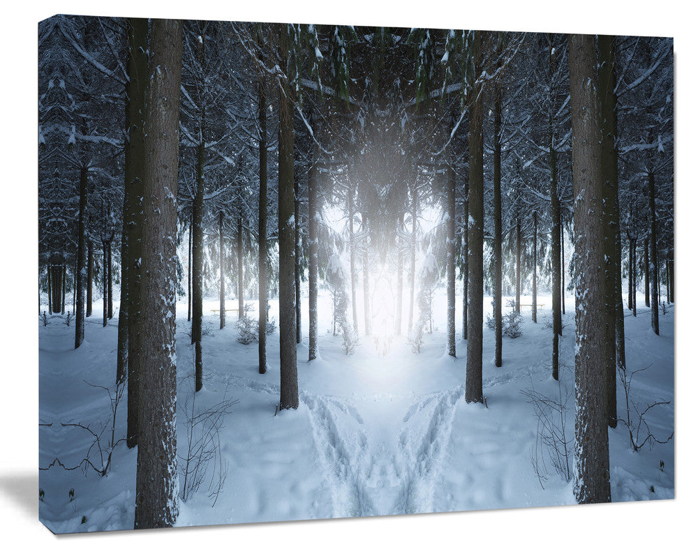 Winter Forest with Dark Woods, Large landscape Canvas Art Print, 60x40