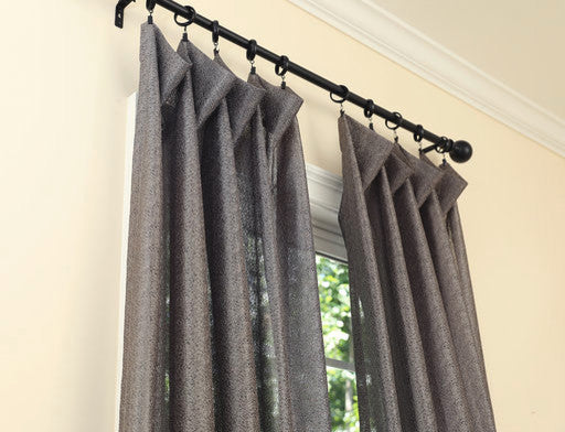 La Rosa Metallic Semi Sheer Rod Pocket Curtain 52''x84'' Single Panel Dark Gray