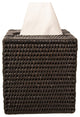 Artifacts Rattan Column Tissue Box Cover, Tudor Black