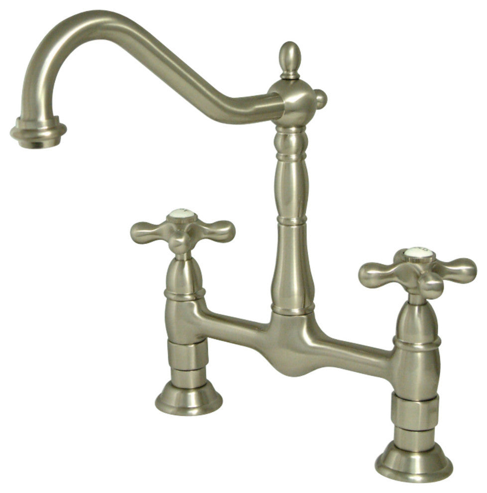 Kingston Brass Bridge Kitchen Faucet, Brushed Nickel