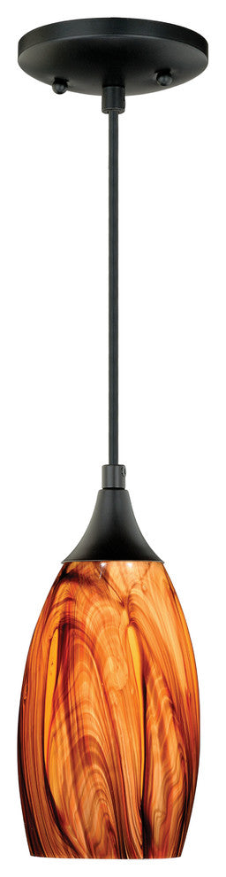 Milano Oil Rubbed Bronze Mini Pendant Smoky Fire Glass