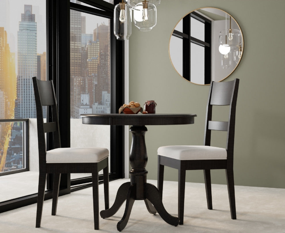 Bella Round Pedestal Bar Table, Blue/Espresso