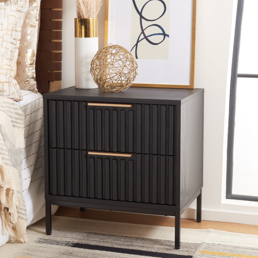 Safavieh Lylia 2 Drawer Nightstand, Black