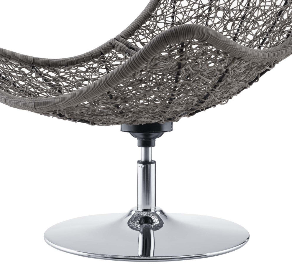 Brighton Wicker Rattan Outdoor Patio Swivel Lounge Chair Light Gray Navy