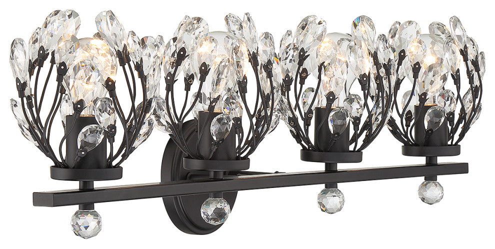 Moreno 4-Light Bathroom Vanity Light, Matte Black, Matte Black