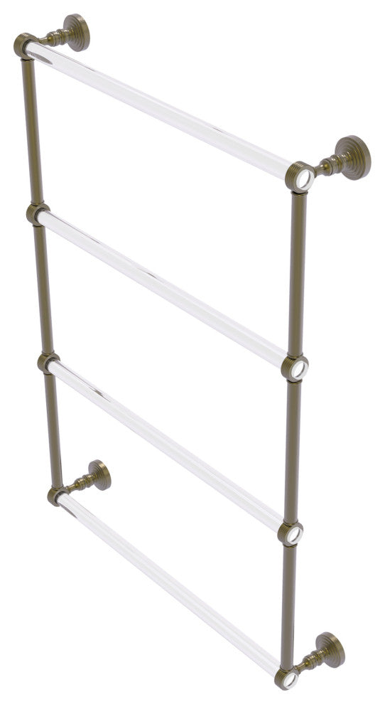 Pacific Grove 4 Tier 24" Ladder Towel Bar with Groovy Accents, Antique Brass