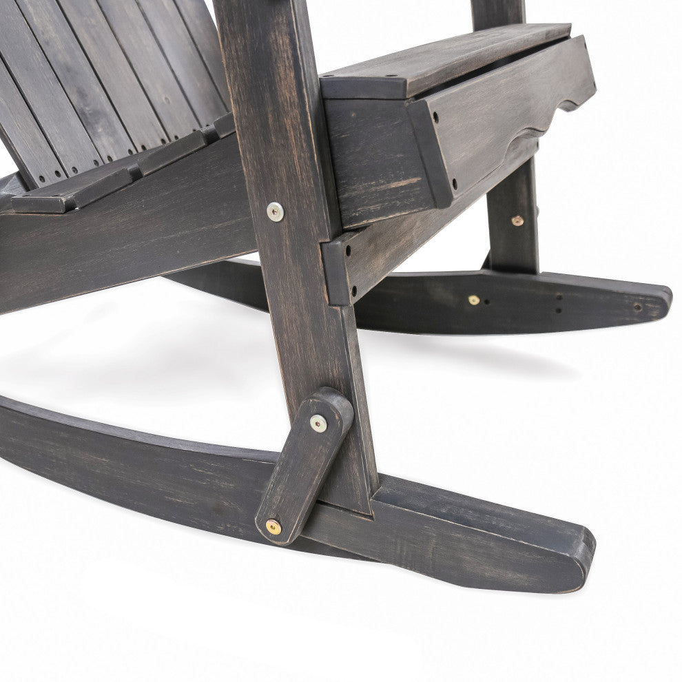 GDF Studio Vivian Outdoor Acacia Wood Adirondack Rocking Chair, Dark Gray, Set of 2