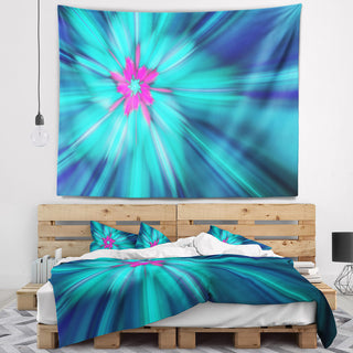 Rotating Blue Fireworks Floral Wall Tapestry, 92"x78"
