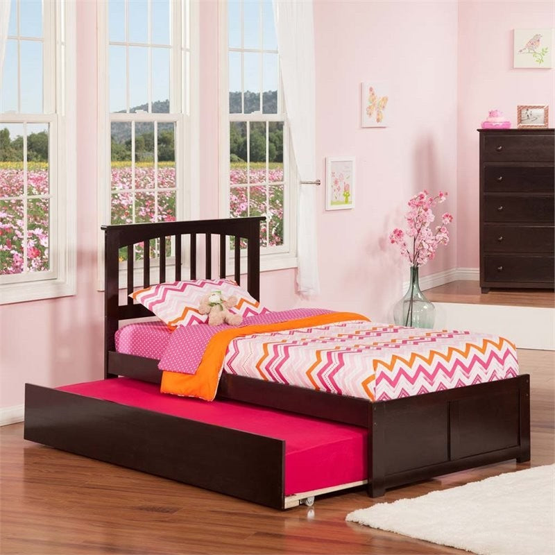 Mission Flat Panel Footboard With Urban Trundle, Espresso, Twin