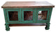 Esteban Rustic Yugo Bathroom Vanity With Metal Doors, Turquoise, 55"x20"x32"