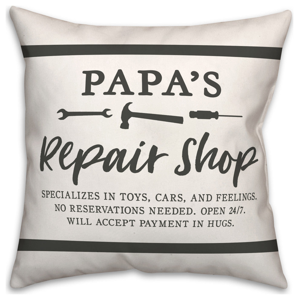 Papa Repair Shop 18x18 Spun Poly Pillow