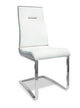 Dining Chair PU Leather, Set of 2, White, Silver