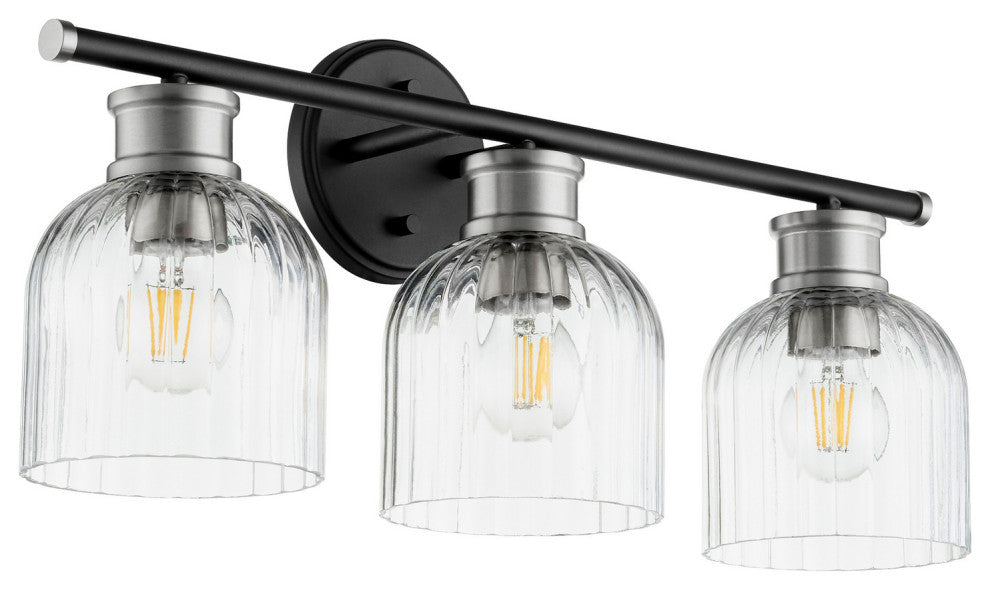 Quorum 510-3-6965 Three Light Vanity, Black w Satin Nickel Finish
