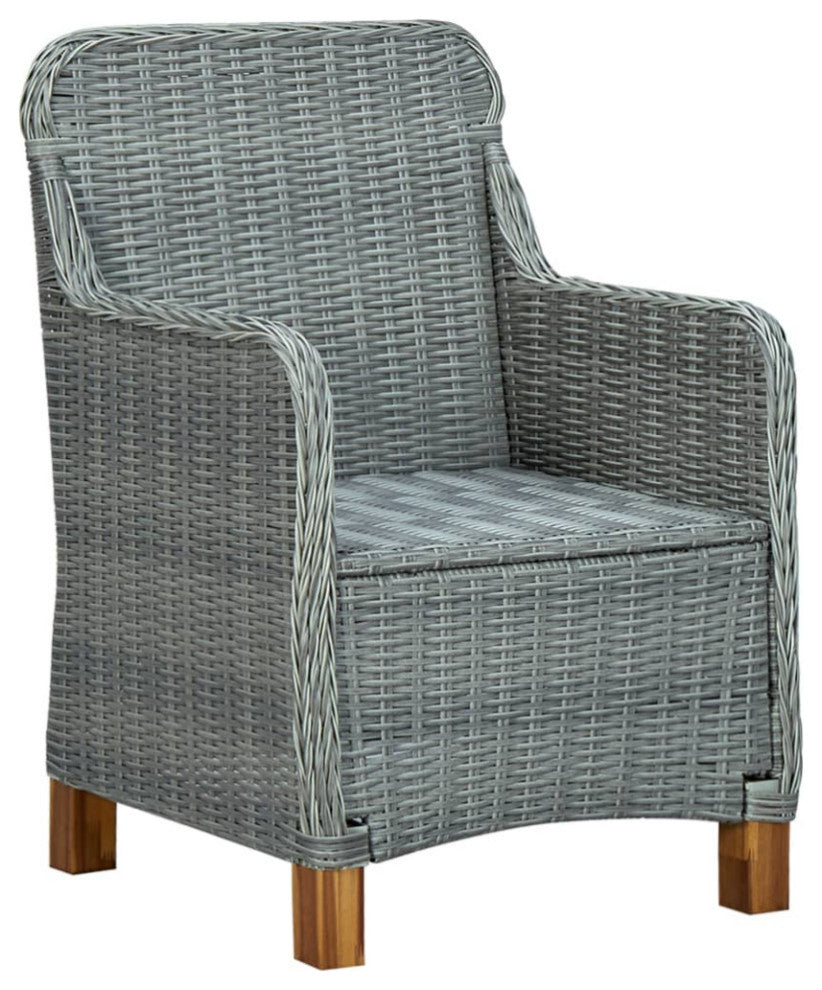 vidaXL Patio Chairs 2 Pcs Dining Chair with Cushions Poly Rattan Light Gray