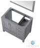 Jacques 36" Single Vanity, No Top and 34" Mirror, Distressed Grey, Left