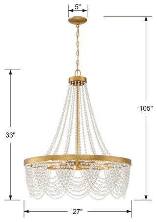 Crystorama FIO-A9104-GA-WH, 4-Light Chandelier, Antique Gold