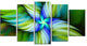 Rotating Fractal Green Star, Large Floral Canvas Art Print, 60"x32", 5 Panels