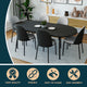 LeisureMod Tule 71" Oval Dining Table With MDF Top and Steel Legs, Black