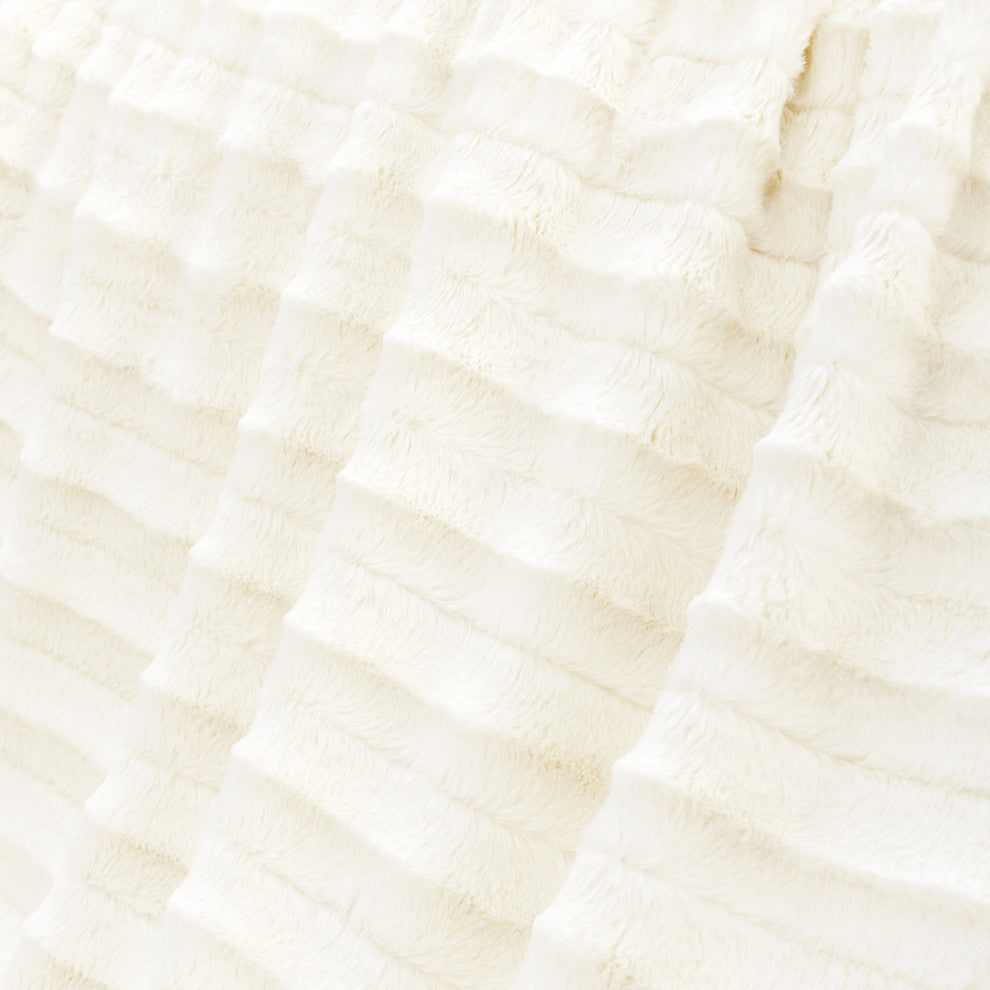 Derby Jumbo Over-Sized Double Sided Faux Fur Throw Blanket, Antique White, 60"x80"