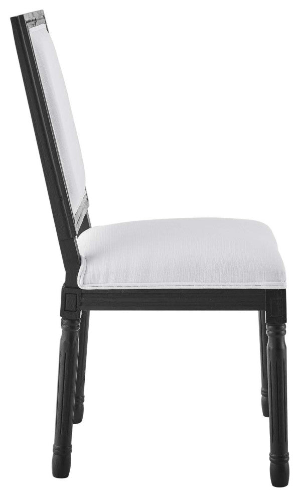 Court French Vintage Upholstered Fabric Dining Side Chair Black White