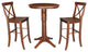 30" Round Pedestal Bar Height Table With 2 X-Back Bar Height Stools, Espresso