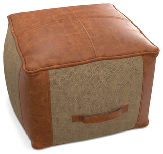 Atkinson Pouf , Tan Genuine Leather