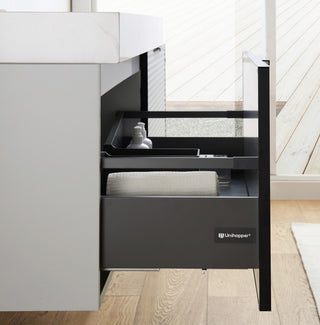 Manarola with Thick Quartz Wall Mount Vanity, Silver Gray, 72"