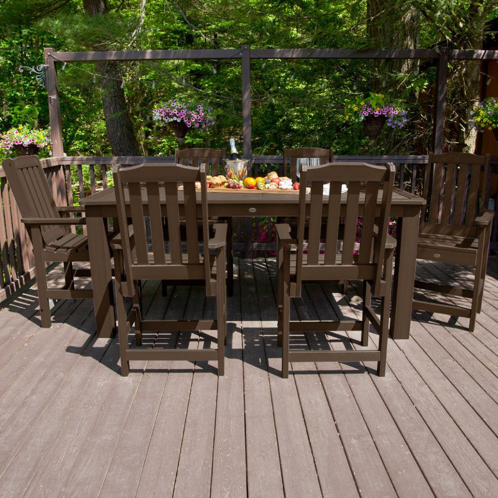 Lehigh 7-Piece Rectangle Counter-Height Dining Set, Weathered Acorn