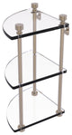 Foxtrot Three Tier Corner Glass Shelf, Antique Pewter