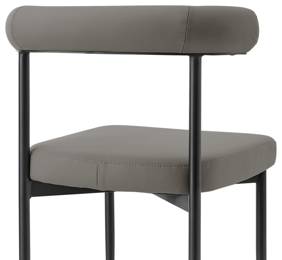 Shannon Matte Black Iron and Light Gray Faux Leather Dining Chair, Set of 2