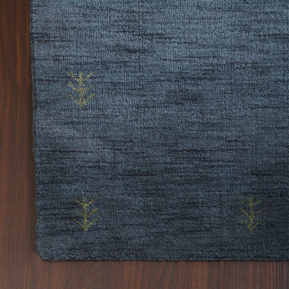HAND KNOTTED LOOM WOOL ECO - FRIENDLY AREA RUGS - Light Blue,Contemporary