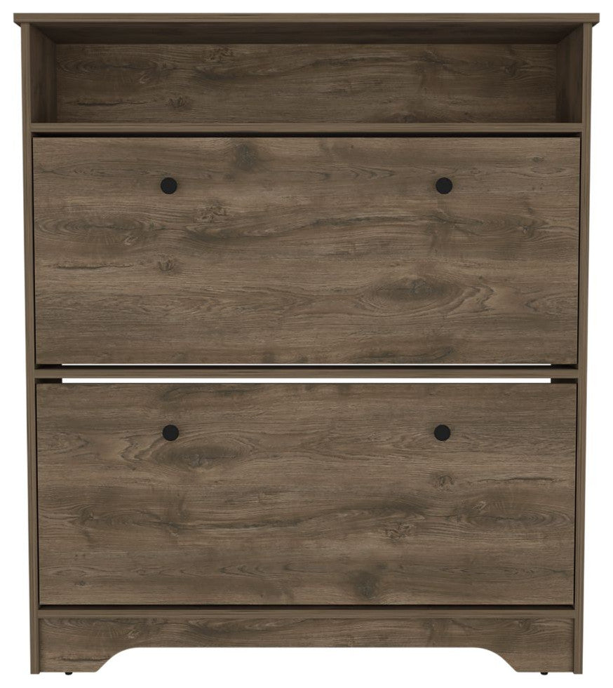 DEPOT E-SHOP Wayne Shoe Rack with 2 Doors, Dark Brown
