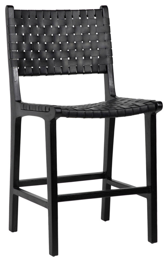 Black Leather Strap Counter Stool