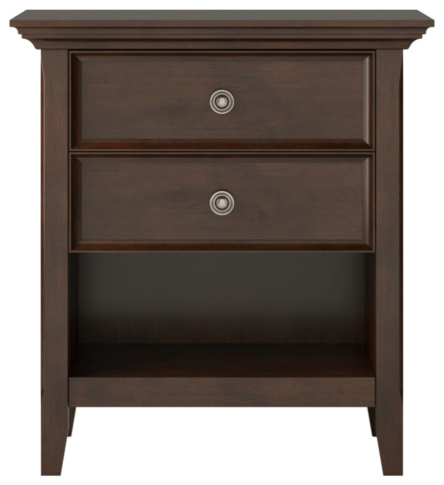 Amherst Solid Wood Bedside Table, Russet Brown