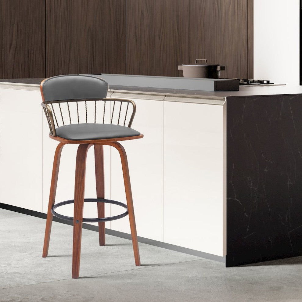Willow Upholstered Wood Swivel Bar or Counter Stool